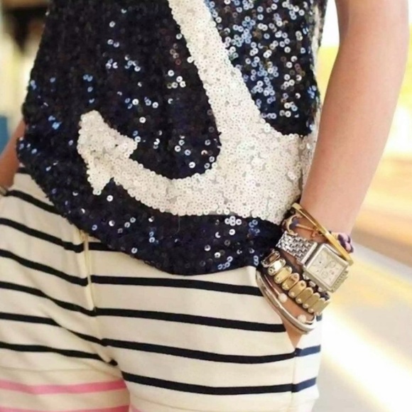 NWT J Crew Navy Sequin Nautical Anchor Sleeveless Tank Top | Size XXS - Picture 3 of 13